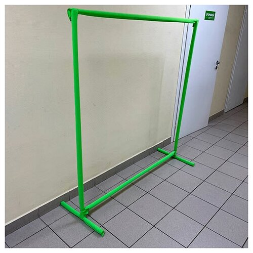 Вешалка рейл зеленая напольная для одежды высота 1.5 м. / ширина 0.5 м. GOZHY (металлическая, тканевая)