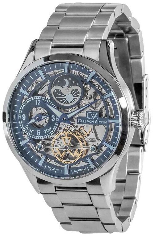 Наручные часы Carl von Zeyten Skeleton CVZ0063BLMS, серебряный, синий