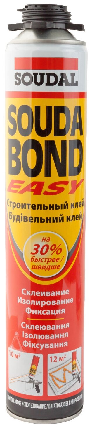 Soudal Клей-пена полиур для гипсокартона, панелей, минваты Soudabond EASY GUN 750мл - фотография № 2