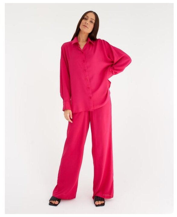 Комплект MIST, рубашка, брюки, длинный рукав, размер 48, розовый - фотография № 1
