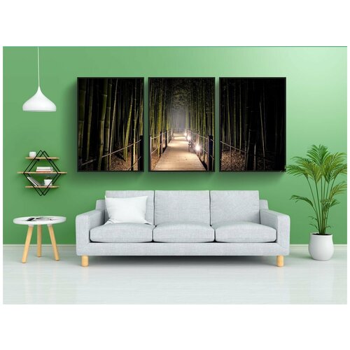 фото Набор модулных постеров для интерьера "бамбук, дорога, лес" 60x90 см. в тубусе, без рамки lotsprints