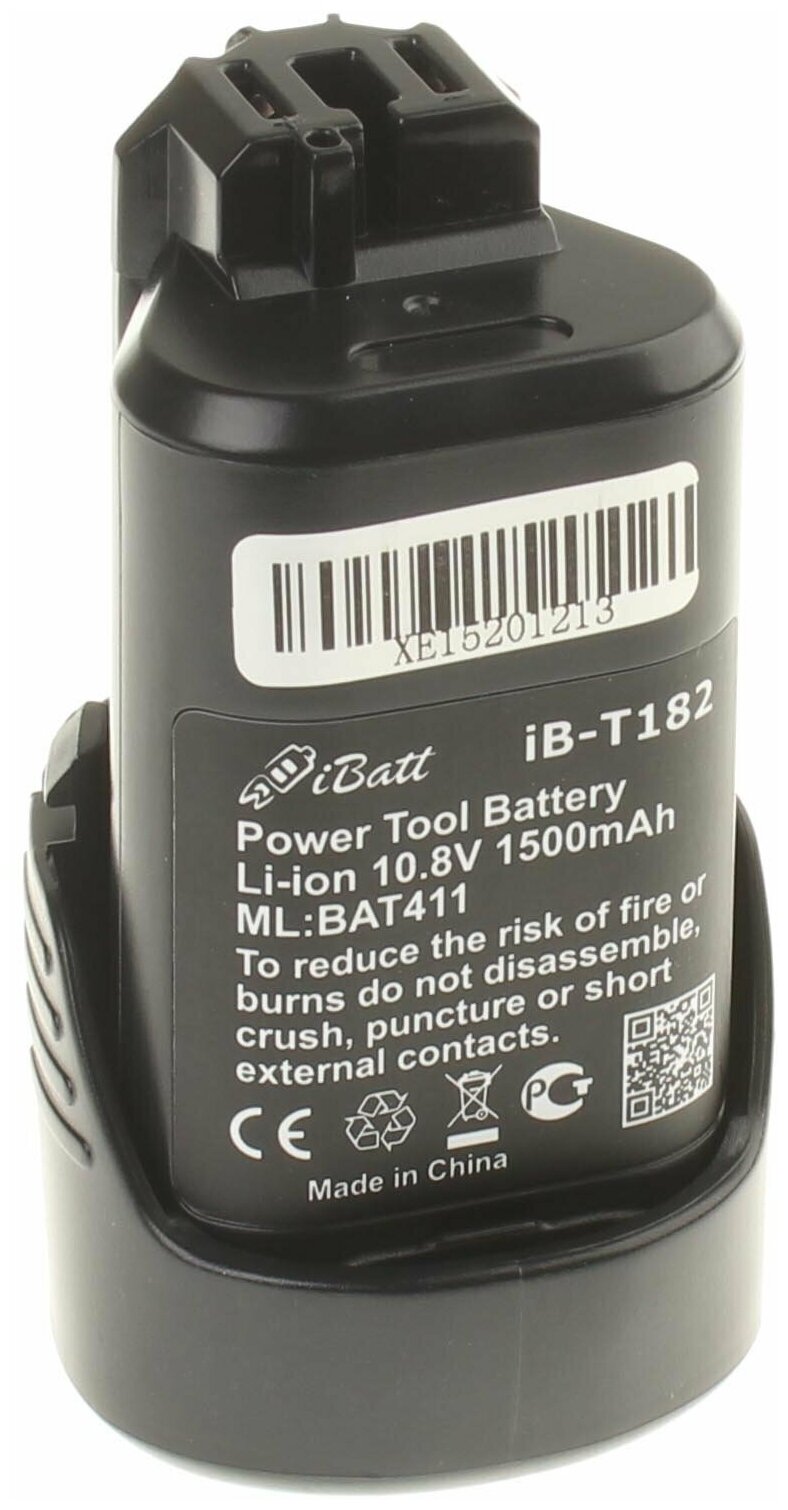 Аккумулятор iBatt iB-U1-T182 1500mAh для Bosch GSR 10.8-LI GSR 10.8-2-LI PSR 10.8 LI-2 GSR 10.8 V-LI GDR 10.8-LI GSA 10.8 V-LI GLI 10.8 V-LI GOP 10.8 V-LI GWI 10.8 V-LI GSR 10.8 V-LI-2