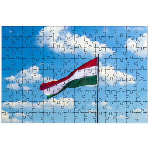 фото Магнитный пазл 27x18см."флаг, венгрия, облако" на холодильник lotsprints