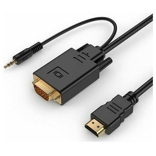 Кабель HDMI (M) - VGA (M), 5м, Gembird (A-HDMI-VGA-03-5M) кабель vention аудио jack 3 5 mm m jack 3 5 mm m 0 5м черный кабель vention mini jack 3 5 mm m mini jack 3 5 mm m 0 5 м bakbd