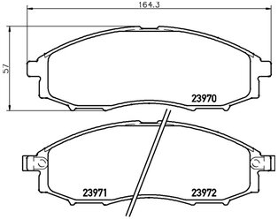 Дисковые тормозные колодки передние NISSHINBO NP2027 для Nissan Pick Up, Nissan Navara, Nissan NP300, Nissan XTerra (4 шт.)