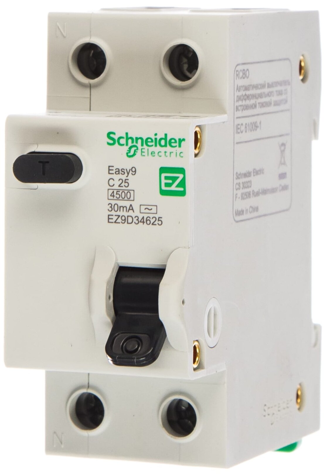 Schneider electric Schneider-electric EZ9D34625 ДИФ. АВТ. Выкл. EASY 9 1П+Н 25А 30мА C AC 4,5кА 230В S