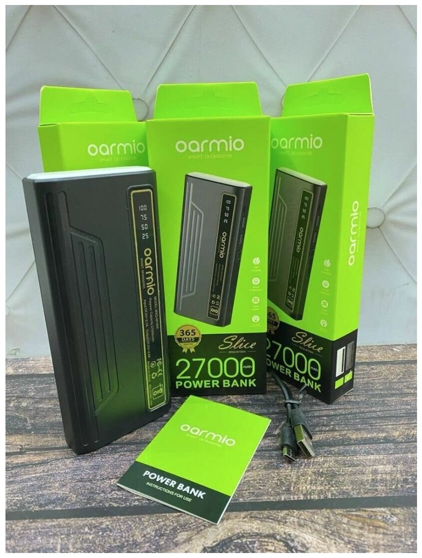 Внешний аккумулятор Power Bank Oarmio 27000 mah M199A 2 USB черный с фонариком
