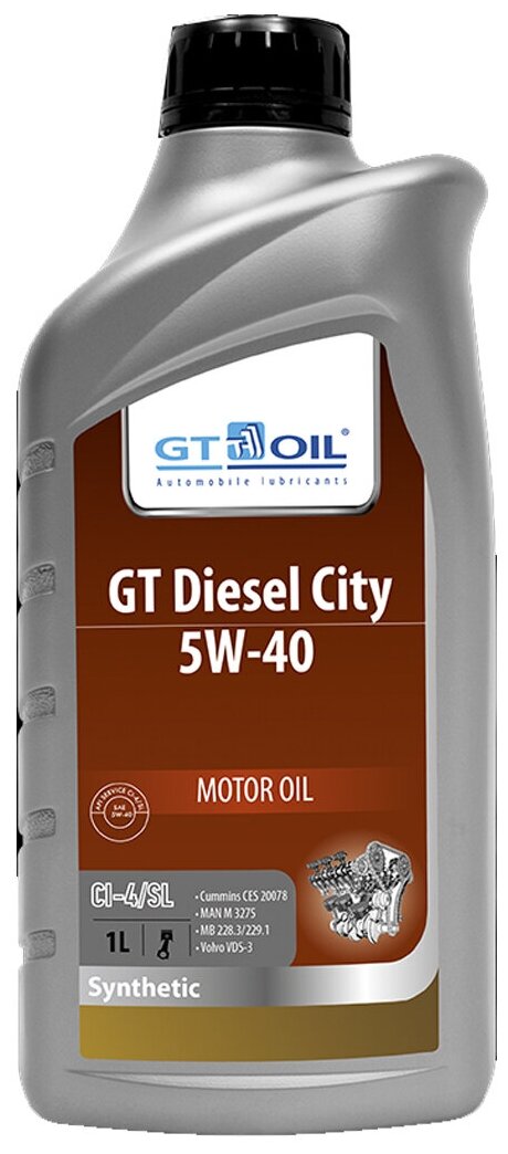 GT OIL Масло Мотор. Gt Diesel City, Sae 5w-40, Api Ci-4/Sl, 1 Л