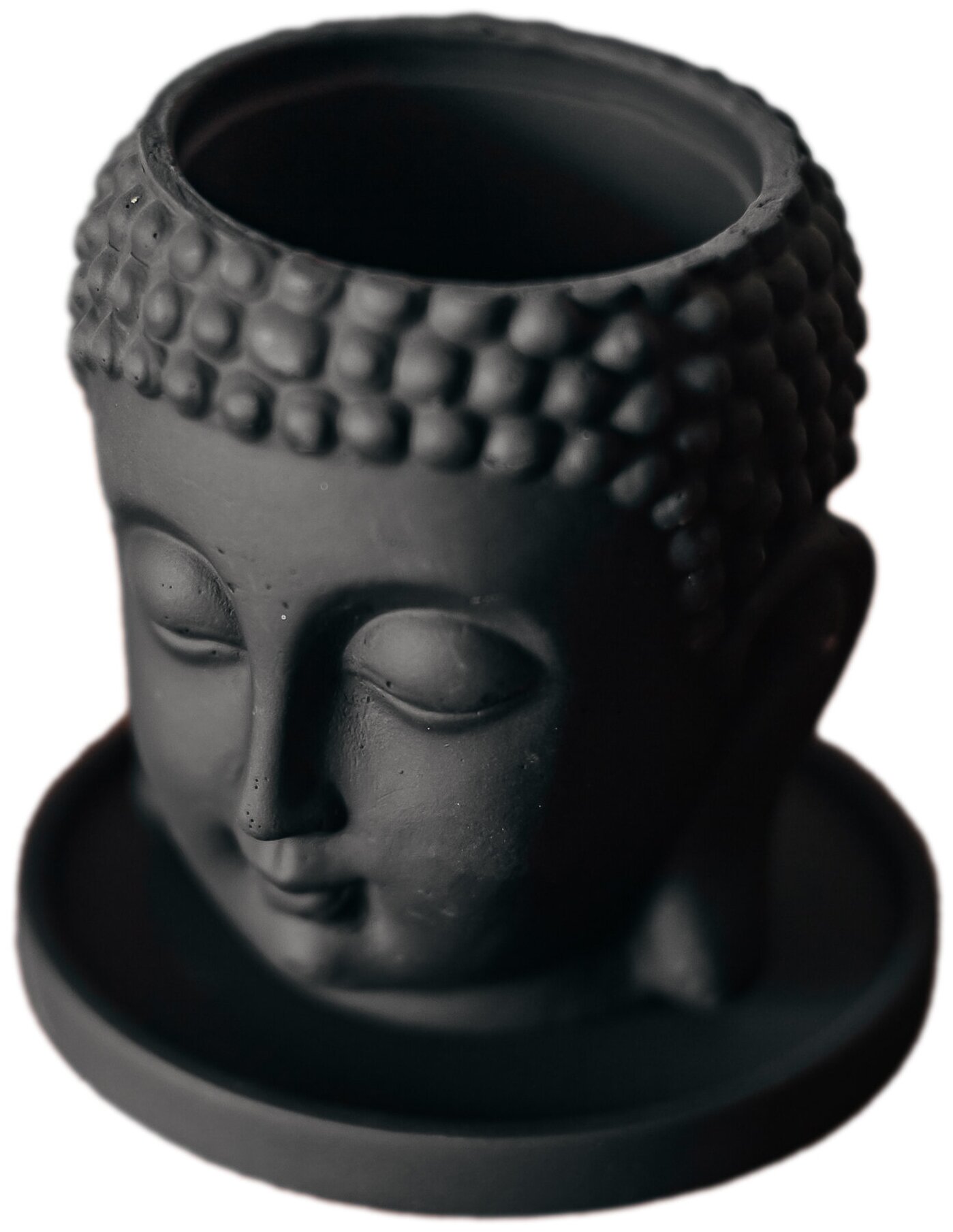 Декоративное кашпо "Будда" с поддоном черное