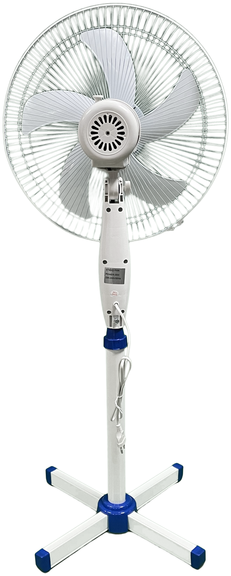 Напольный вентилятор Haifisch 3 режима 100-117 см., бело-синий - фотография № 2