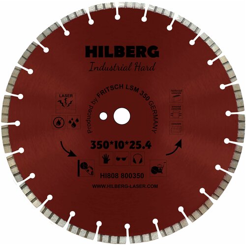 Диск алмазный по армированному бетону 350*25,4*12 Hilberg Industrial Hard HI808 hilberg алмазные диски турбо ультратонкие 125х1 2 hm402
