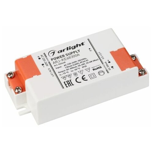 фото Arlight блок питания arj-ke68300a (20w, 300ma, pfc) (arlight, ip20 пластик) 023448