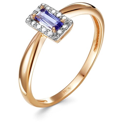 Кольцо с танзанитом и 12 бриллиантами из красного золота 88609 VESNA jewelry, размер 16