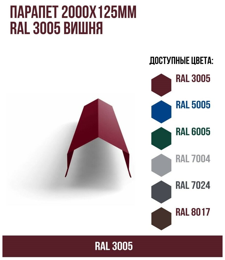 Парапет 2000х125мм RAL 3005 Вишня