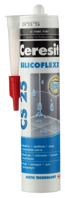фото Герметик силиконовый затирка Ceresit CS 25 № 16 графит 280 мл