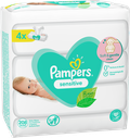 Влажные салфетки Pampers Sensitive, липучка, 52 шт., 4 уп.