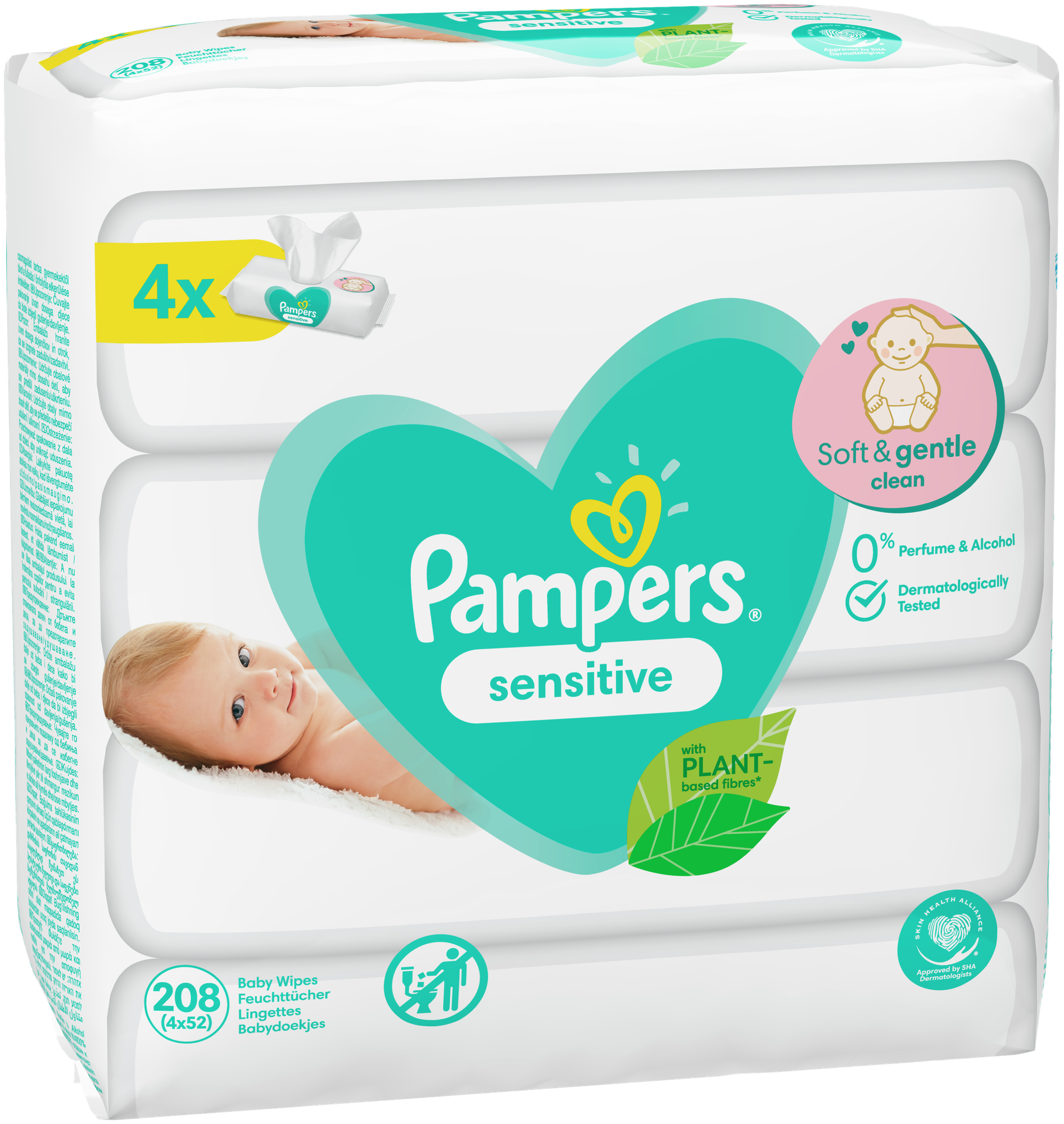 Детские влажные салфетки Pampers Sensitive, 208 шт