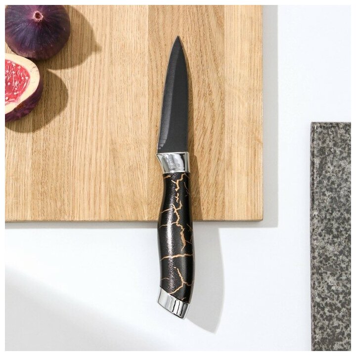 Нож Доляна «Энергия», овощной, лезвие 8,5 см, цвет чёрный - фотография № 1
