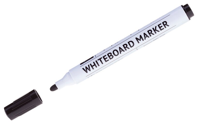 Маркер для белых досок OfficeSpace черный, пулевидный, 2,5мм, упаковка 12 шт.