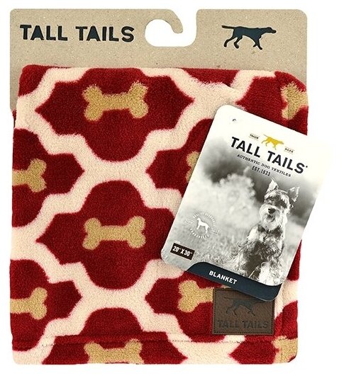 Одеяло для животных флис Rosewood "Tall Tails", красно-бежевое с косточками, 76x102см (Великобритания)