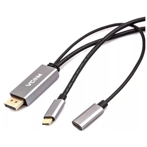 Кабель-адаптер Vcom USB 3.1 Type-Cm - DP(m) 4K@60Hz, 1.8m, PD, Aluminium Shell, (CU422MCPD-1.8M)