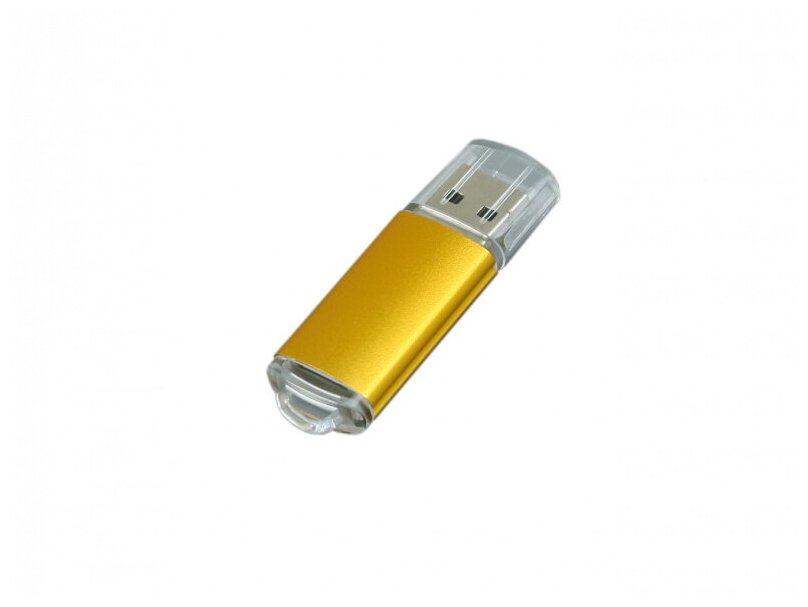 Металлическая флешка с прозрачным колпачком (16 Гб / GB USB 2.0 Золотой/Gold 018 PM006)