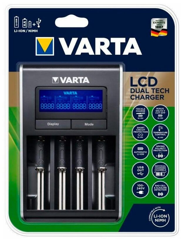 Зарядное устройство Varta LCD Dual Tech Charger