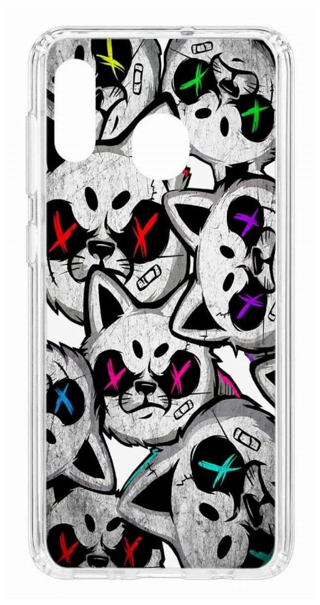Чехол для Samsung Galaxy A20/A30 Kruche Print Angry Cats, пластиковая накладка, силиконовый бампер с защитой камеры, защитный прозрачный кейс с рисунком