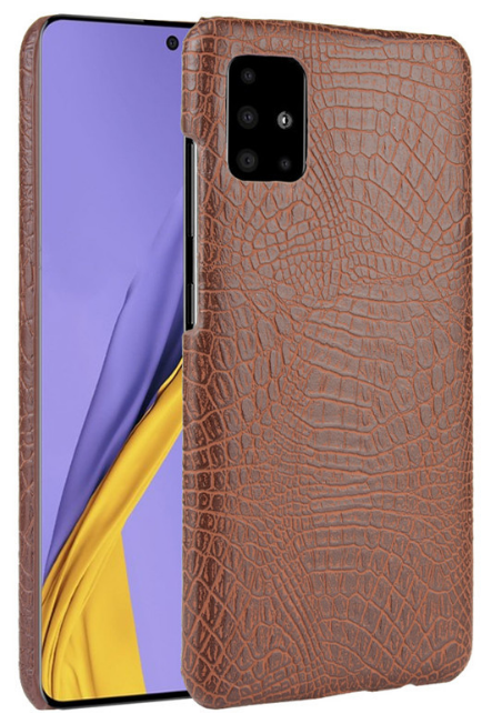Чехол-накладка MyPads на Samsung Galaxy A71 SM-A715F (2020) элегантный тонкий на пластиковой основе с дизайном под кожу крокодила коричневый