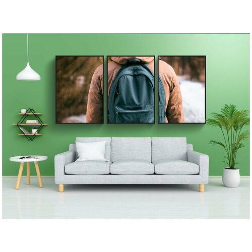 фото Набор модулных постеров для интерьера "рюкзак, сумка, человек" 60x90 см. в тубусе, без рамки lotsprints