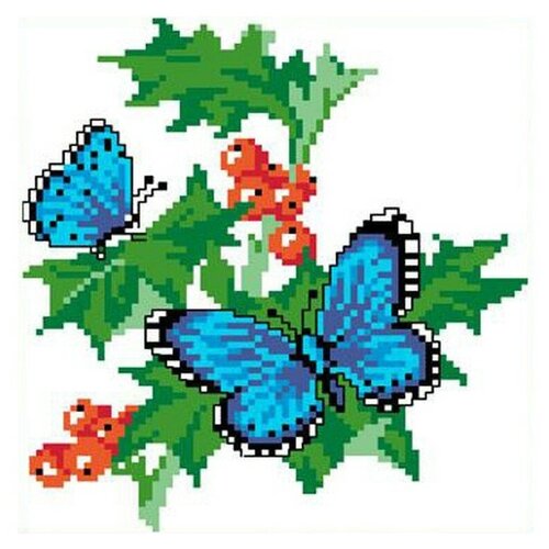 набор для вышивания каролинка бабочки на смородине Набор для вышивания Бабочки на смородине, 14,7x13,5 см, Каролинка