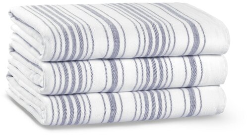 Полотенце из турецкого длинноволокнистого хлопка Stripe Gauze, 100*180 см, белый/синий (white/navy)