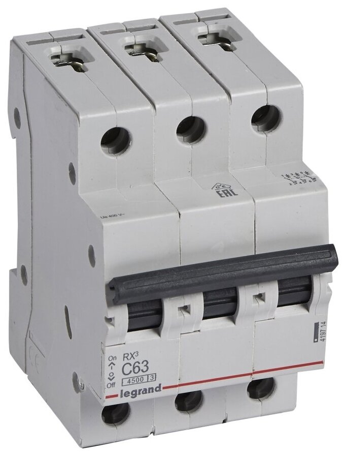 Автоматический выключатель Legrand RX3 63А 3P (C) 4,5kA, 419714