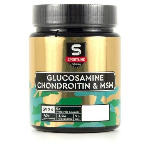 Специальный препарат SportLine Nutrition Glucosamine & Chondroitin & MSM Powder, Мандарин, спортивное питание, 300 г sportline glucosamine