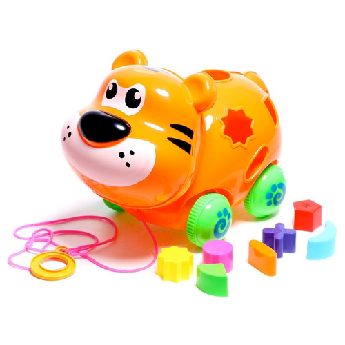 каталка игрушка сима ленд пёсик 7261496 желтый Каталка-игрушка Сима-ленд Тигренок 7261495, оранжевый/зеленый