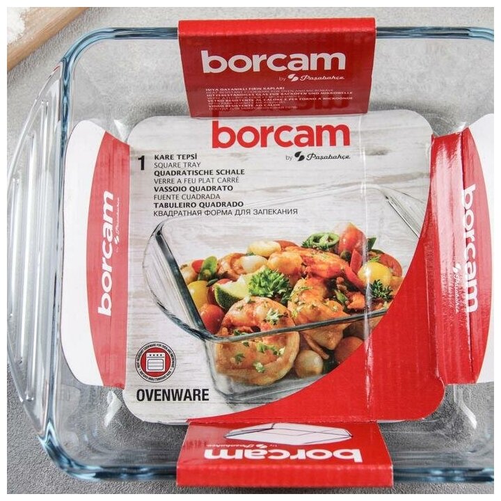 Форма для запекания и выпечки из жаропрочного стекла Borcam, 1,04 л, 21×16,5 см, без крышки