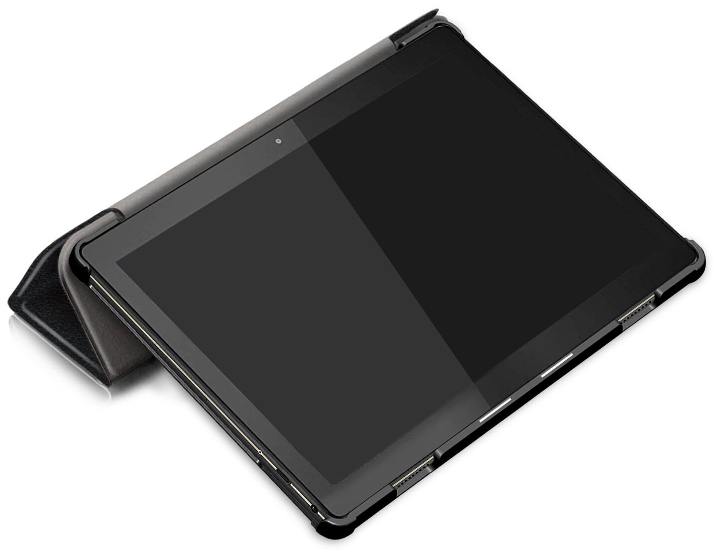 Чехол-обложка MyPads для Huawei MediaPad M5 8.4 тонкий умный кожаный для пластиковой основе с трансформацией в подставку черный