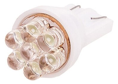 фото Автолампа диод T10(W5W) 12V 7 LED Блистер без цоколя 1-конт Белая SKYWAY компл. 2 шт. Габариты, номер, салон