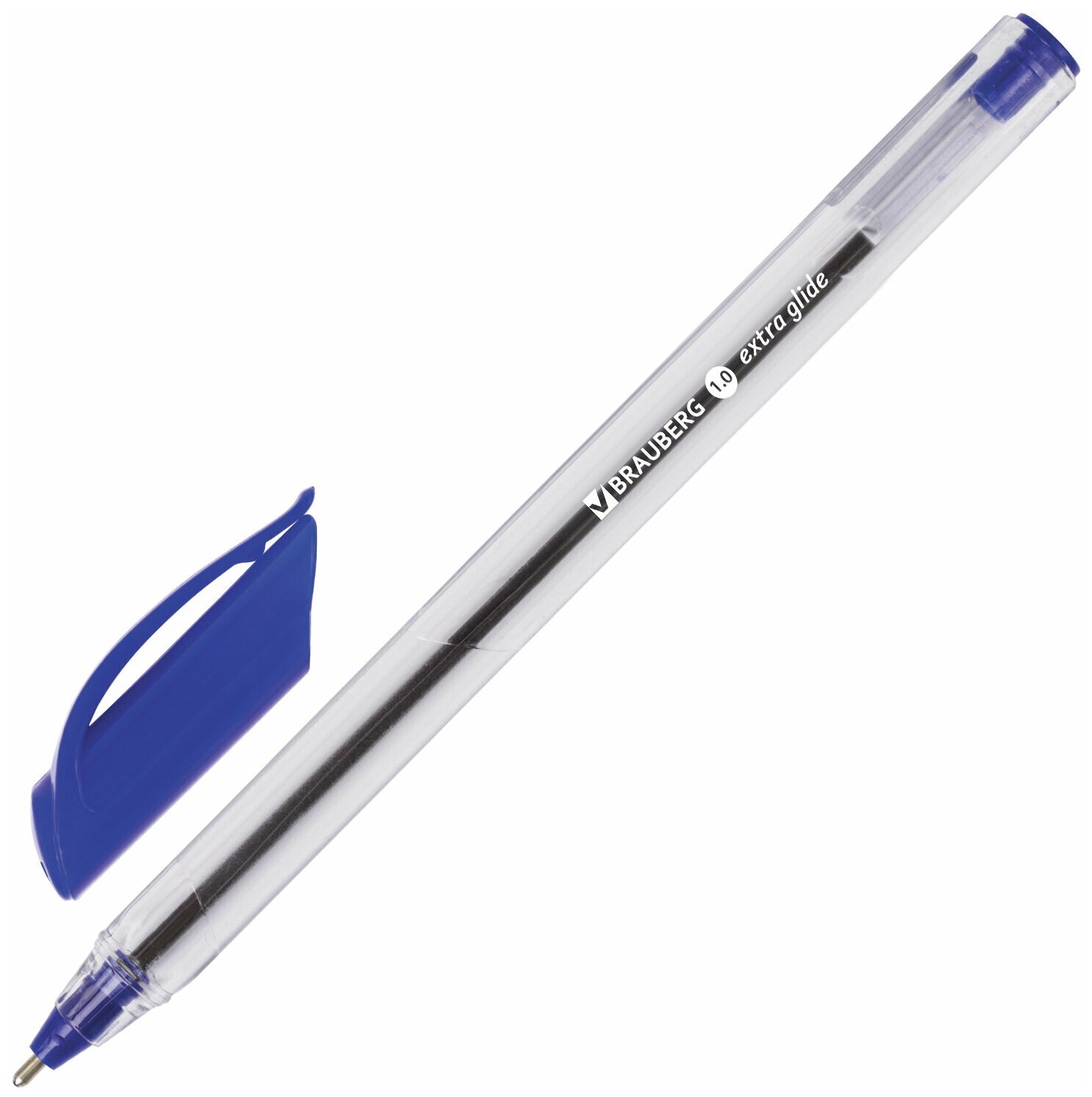Ручка шариковая масляная BRAUBERG «Extra Glide» синяя трехгранная узел 1 мм линия письма 05 мм 141700