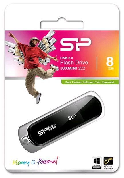 USB накопитель 8 GB Silicon Power Luxmini 322 Black