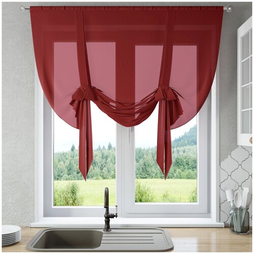 фото Шторы для кухни sola "селена-150", бордовый