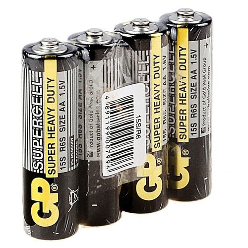 Батарейка солевая GP Supercell Super Heavy Duty, AA, R6-4S, 1.5В, спайка, 4 шт.