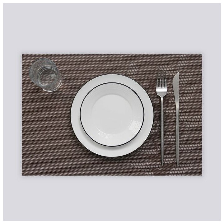Салфетка сервировочная на стол «Росток», 45×30 см, цвет серый - фотография № 1