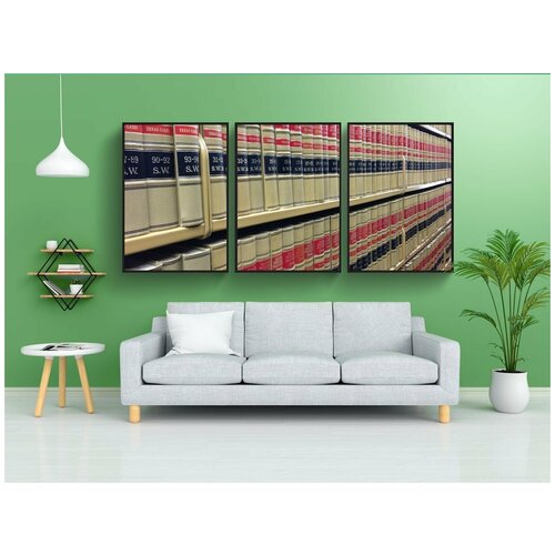 фото Модульный постер "юридические книги, библиотека, ряды книг" 180x90 см. из 3х частей в тубусе, без рамки lotsprints