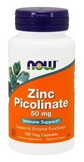 NOW Zinc Picolinate, Цинк Пиколинат 50 мг - 120 капсул
