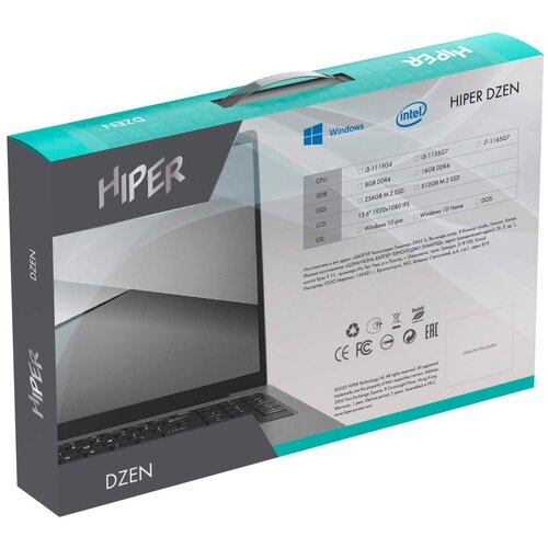 Ноутбук Hiper Dzen MTL1569 Core i5 1135G7 16Gb SSD512Gb Intel Iris Xe graphics 156 IPS FHD 1920x1 8912500₽