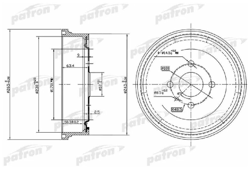 Барабан тормозной PATRON PDR1551