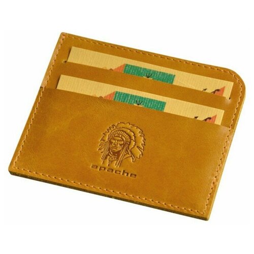 фото Кредитница apache, натуральная кожа, 4 кармана для карт, для мужчин, желтый