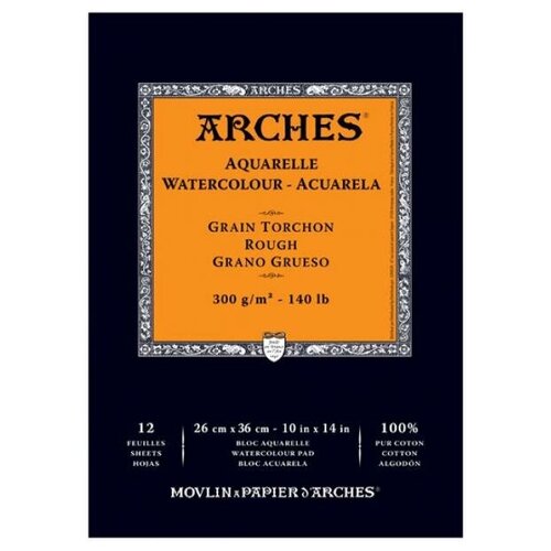 Arches Склейка для акварели Арш 300гр/м, Торшон, 26х36см, 12л