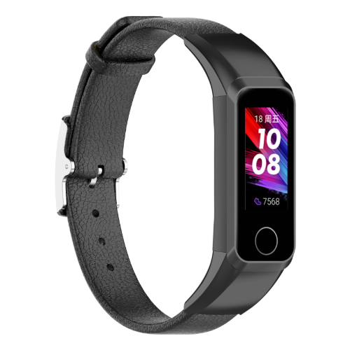 фото Сменный ремешок-браслет mypads antico из натуральной кожи для фитнес-браслета honor band 5i с металлической застежкой и дизайном черный